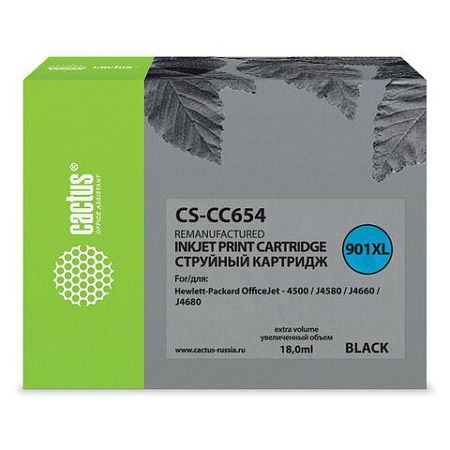 Картридж струйный CACTUS (CS-CC654) для HP Officejet J4580/4640/4680, черный 