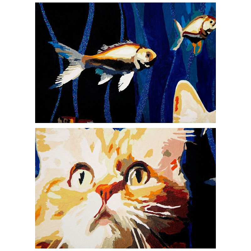 Картина по номерам на холсте с глиттером ТРИ СОВЫ "Кошачьи мечты", 40*50, с акриловыми красками и кистями