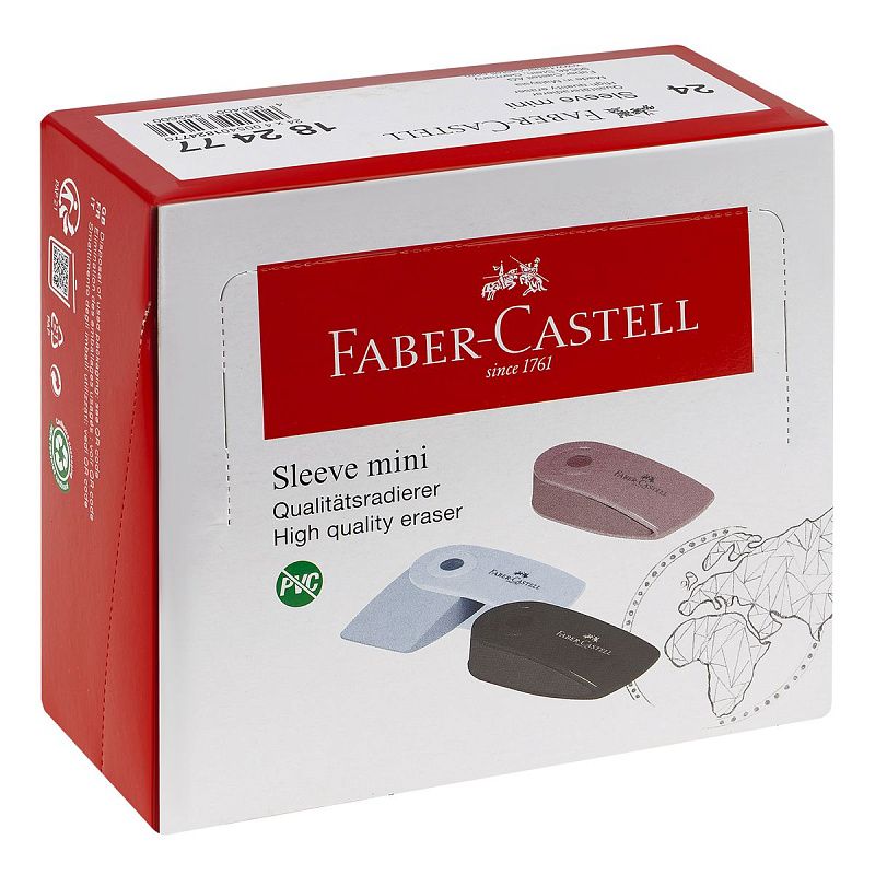 Ластик Faber-Castell "Sleeve Mini New", прямоугольный, 54*25*13мм, выдвижной, ассорти 