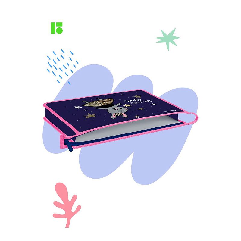 УЦЕНКА - Папка для тетрадей 1 отделение, А4 Berlingo "Bunny dream", 340*245*40мм, пластик, на молнии (осн 349810) 