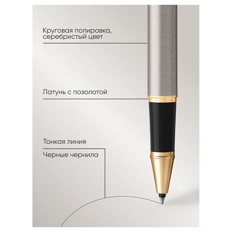 Ручка-роллер Parker "IM Brushed Metal GT" черная, 0,8мм, подарочная упаковка 