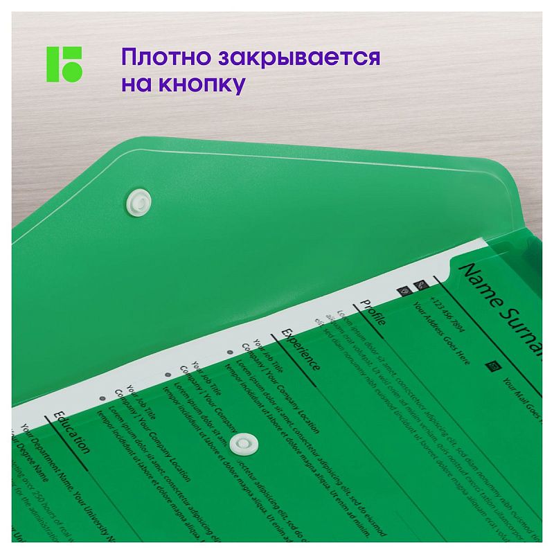 Папка-конверт на кнопке Berlingo "No Secret", А4, 200мкм, ассорти 