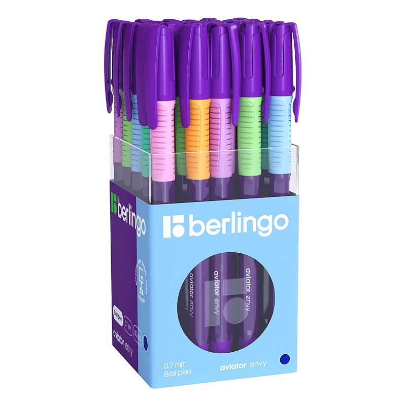 Ручка шариковая Berlingo "Aviator Envy" синяя, 0,7мм, грип, туба 