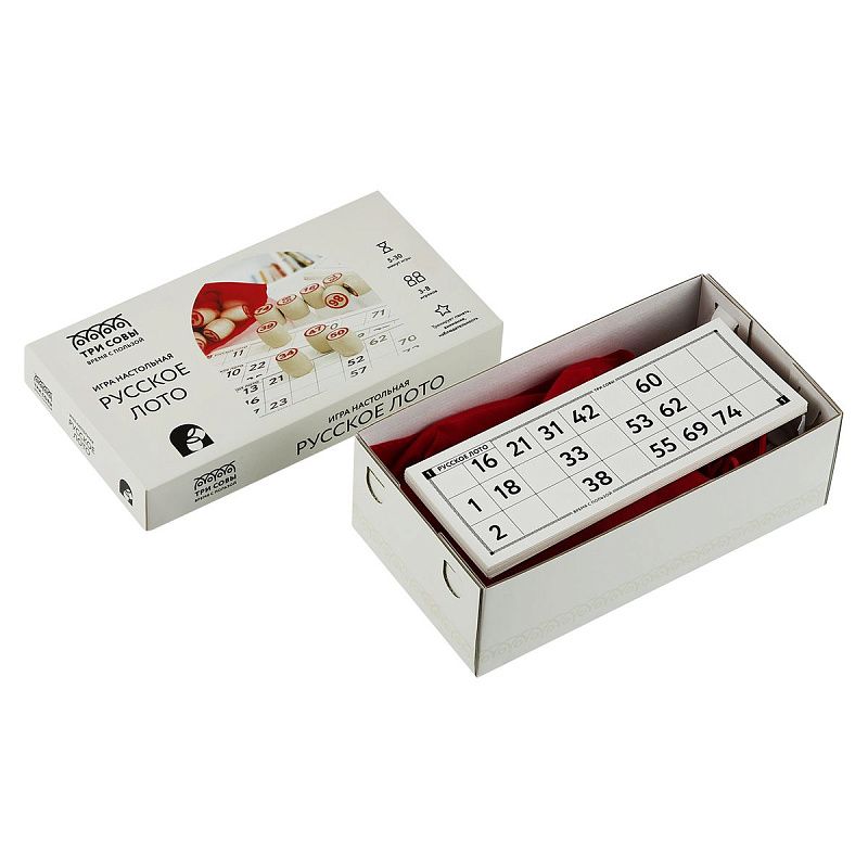 Игра настольная ТРИ СОВЫ "Русское лото", с бочонками, картонная коробка