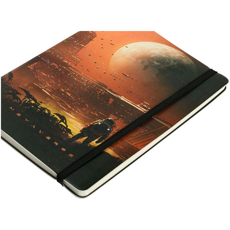 Записная книжка А5 80л. ЛАЙТ, кожзам, Greenwich Line "Future. New world", с резинкой, тиснение фольгой, блок в линию