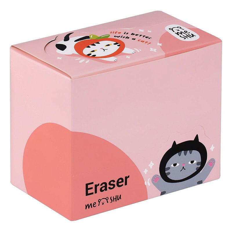 Ластик MESHU "Cat Paw", 93*28*17мм, термопластичная резина, выдвижной, пластиковый футляр 