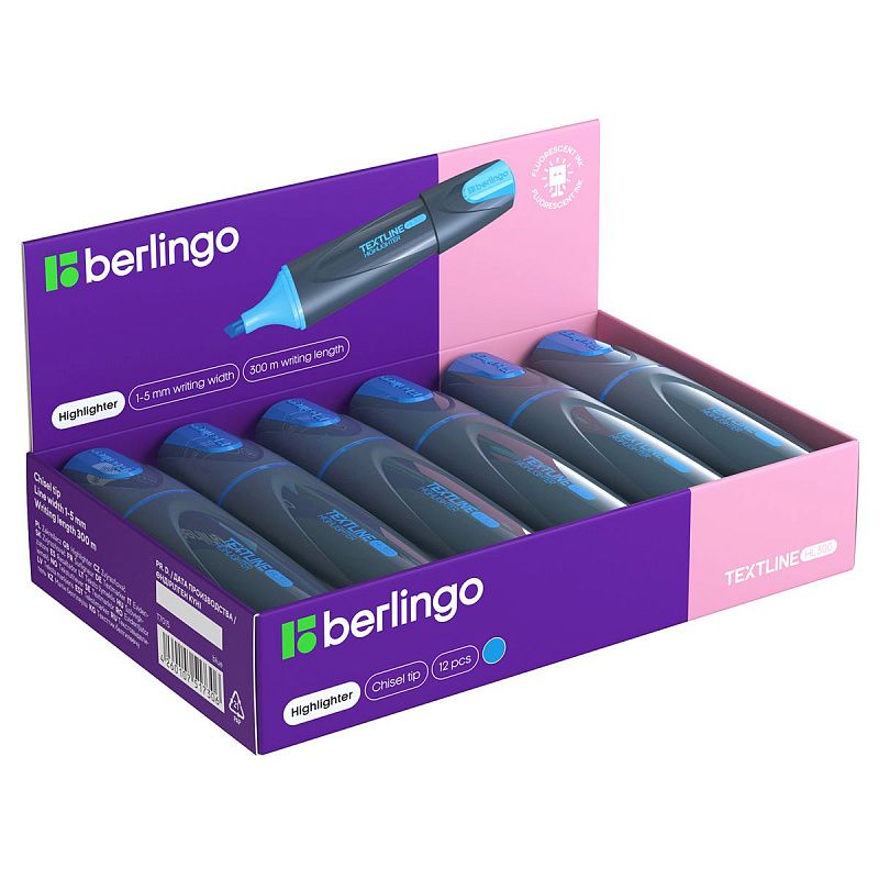 Текстовыделитель Berlingo "Textline HL300" голубой, 1-5мм 