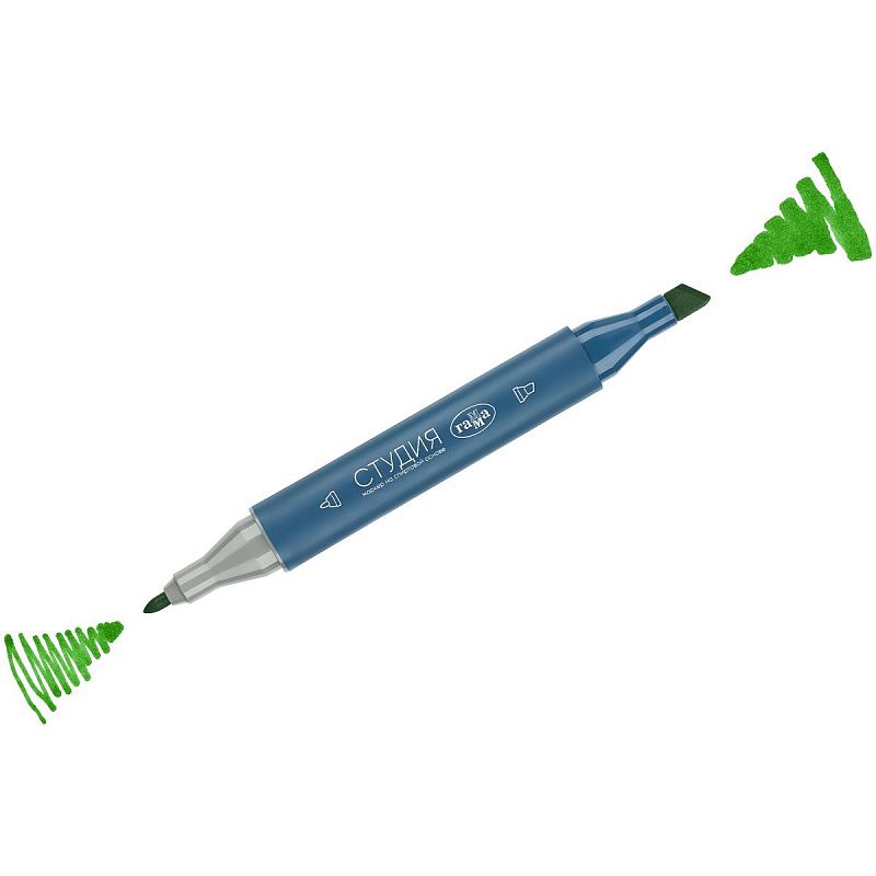 Маркер двусторонний для скетчинга Гамма "Студия", желто-зеленый, корпус трехгранный, пулевид./клиновид. наконечники