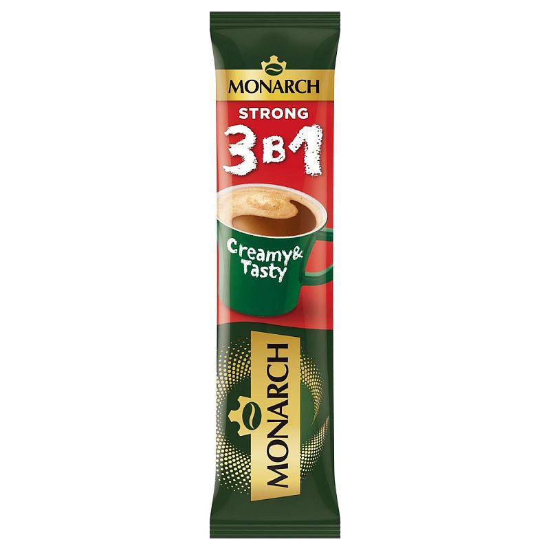 Кофе растворимый Monarch "Strong", 3в1, порошкообразный, порционный, 50 пакетиков*13,5г, пакет