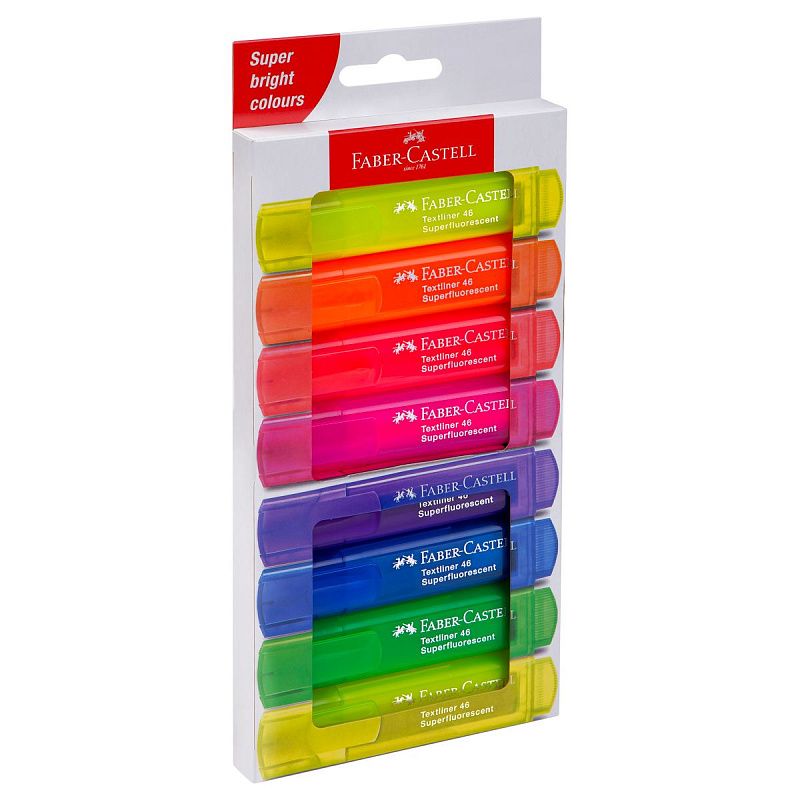 Набор текстовыделителей Faber-Castell "46 Superfluorescent" 7 флуоресцентных цв., 8шт., 1-5мм, картон. уп. 