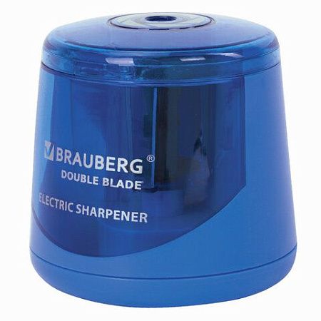 Точилка электрическая BRAUBERG DOUBLE BLADE, двойное лезвие, питание от 2 батареек AA, 229605 