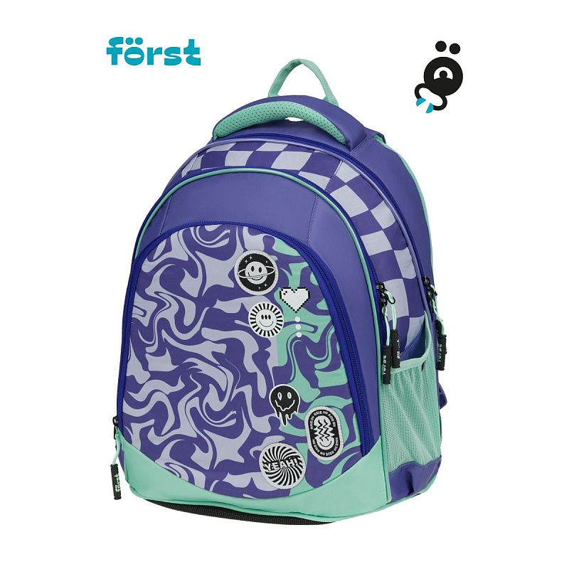 Рюкзак Först F-JUNIOR "Smiley" 38*29*18см, 3 отделения, 2 кармана, эргономичная спинка 