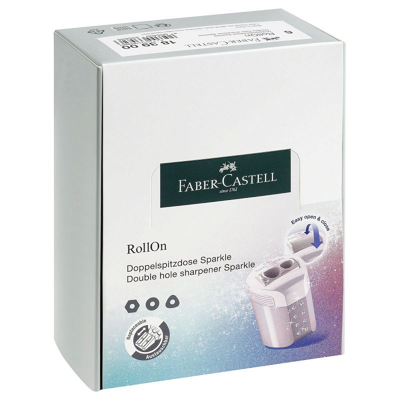 Точилка пластиковая Faber-Castell "Sparkle" 2 отверстия, контейнер, ассорти 