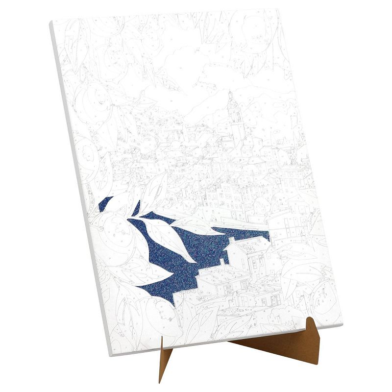 Картина по номерам на холсте с глиттером ТРИ СОВЫ "Средиземноморское побережье", 30*40, с акриловыми красками и кистями