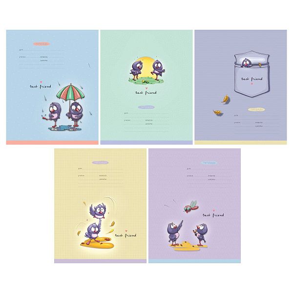 Тетрадь 12л., линия BG "Эксклюзив. Путешествие птенцов", выб. лак