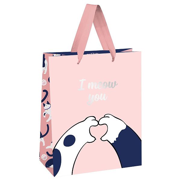 Пакет подарочный 18*23*10см MESHU "Paws", фольга, матовая ламинация