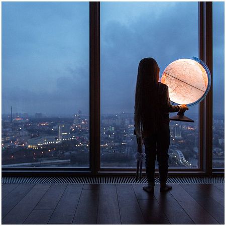 Глобус физико-политический рельефный Globen, 32см, с подсветкой на круглой подставке 