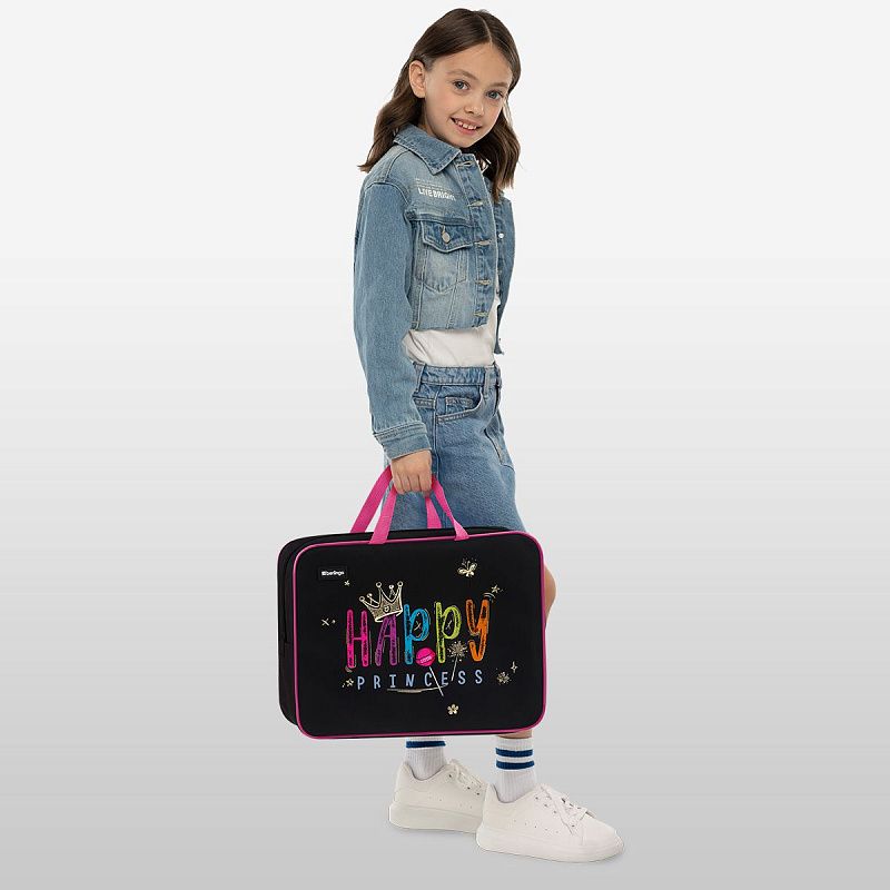 Папка текстильная с ручками 1 отделение, А4 Berlingo "Candy Princess", 350*265*80мм, текстиль, на молнии 