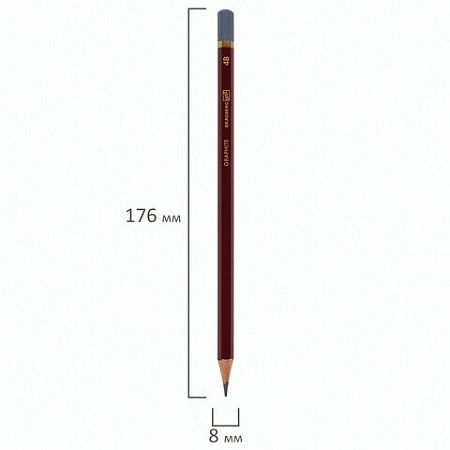 Карандаш чернографитный художественный 4B, 1 шт., BRAUBERG ART "PREMIERE", ВЫСШЕЕ КАЧЕСТВО, 181889 