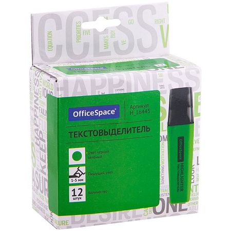 Текстовыделитель OfficeSpace зеленый, 1-5мм 