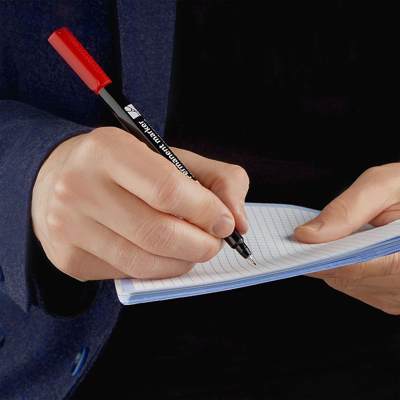 Маркер перманентный OfficeSpace красный, тонкий металл. наконечник, 0,5мм 