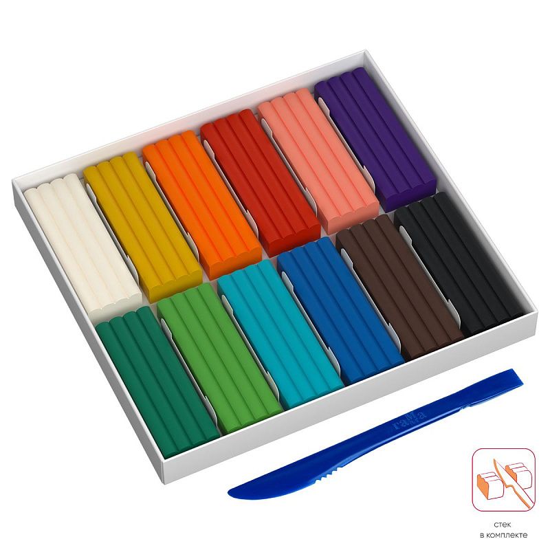 УЦЕНКА - Пластилин Гамма "Классический", 12 цветов, 240г, со стеком, картон. упаковка