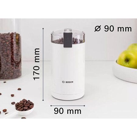 Кофемолка BOSCH MKM6000, мощность 180 Вт, вместимость 75 г, пластик, белая