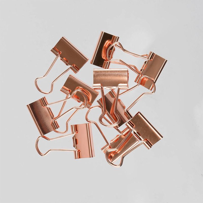 Зажимы для бумаг 19мм, MESHU "Rose Gold", 10шт., ассорти, пакет с замком зип лок, европодвес