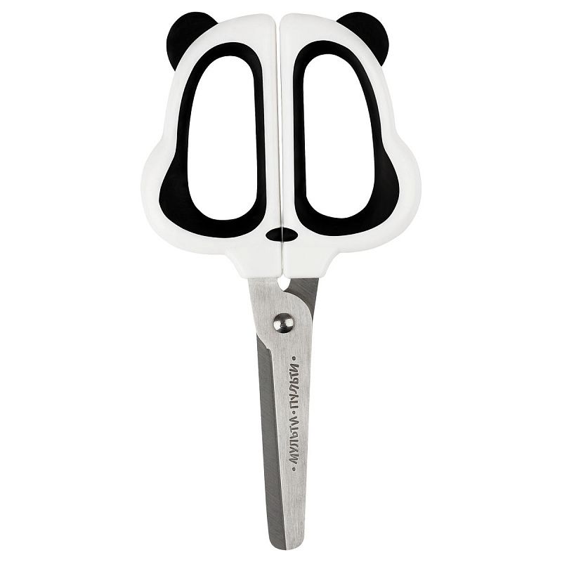 Ножницы детские Мульти-Пульти "Приключения Енота" 13см, фигурные ручки "Панда", в футляре, блистер с европодвесом 