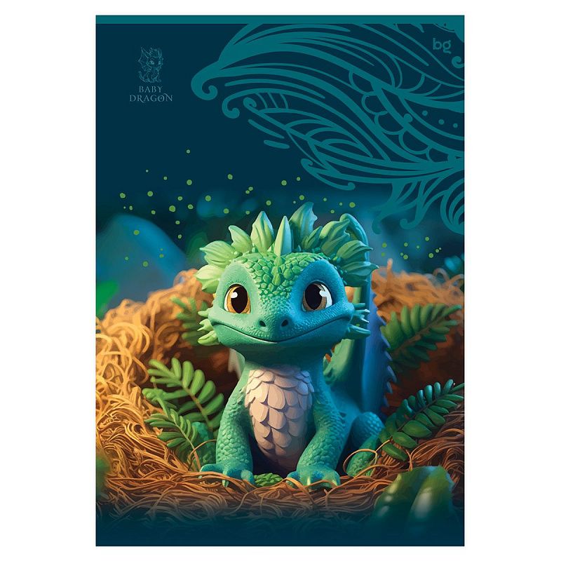 Тетрадь 96л., А4, клетка BG "Baby Dragon", глянцевая ламинация