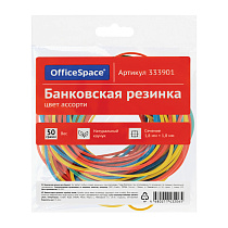 Банковская резинка  50г OfficeSpace, диаметр 60мм, ассорти, европодвес