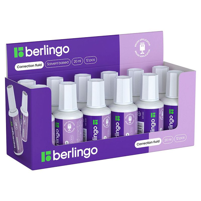 Корректирующая жидкость Berlingo, 20мл, на химической основе, с кистью