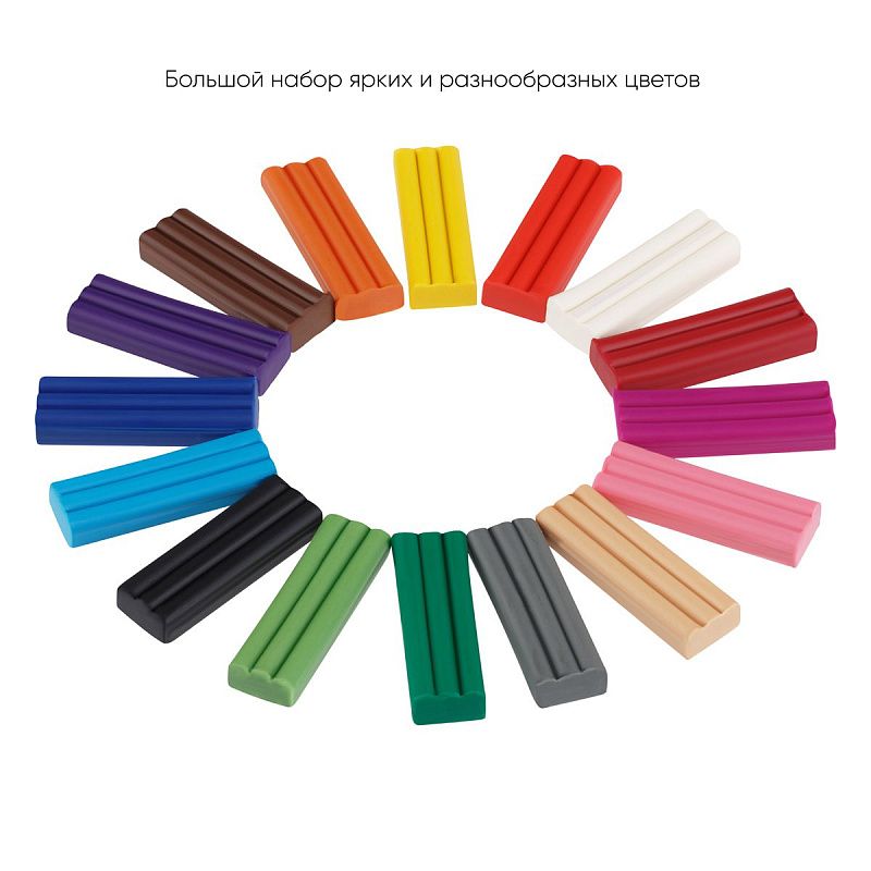 Пластилин восковой мягкий Гамма "Пчелка", 16 цветов, 240г, со стеком, картон. упаковка