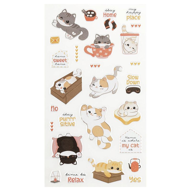 Наклейки объемные MESHU "Funny kitty", 10*23см, пакет европодвес