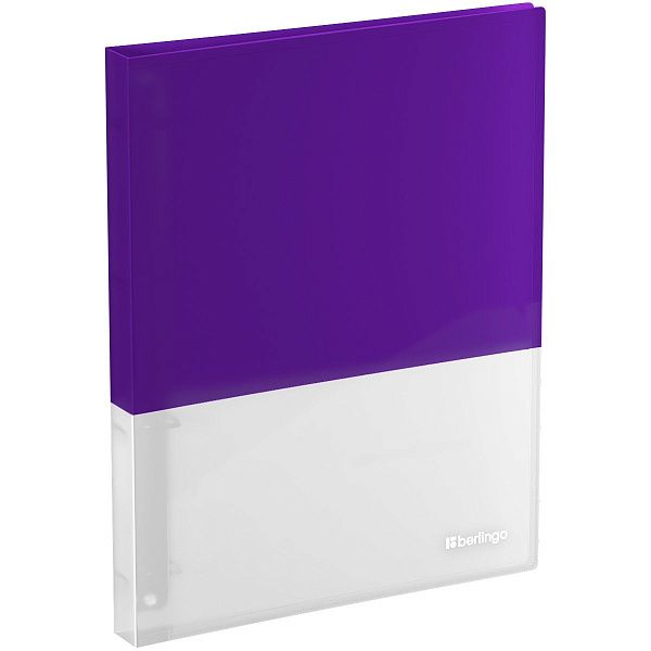 Папка на 4 кольцах Berlingo "Semicolor" А4, 24мм, 700мкм, D-кольца, с внутр. карманом, сиреневая, софт-тач