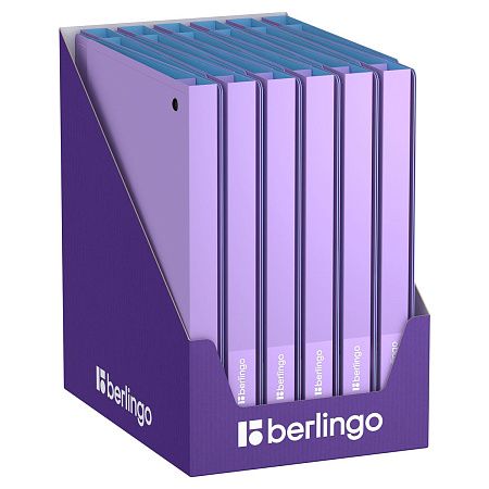 Папка на 4 кольцах Berlingo "Haze" A4, 24мм, 600мкм, D-кольца, с внутр. карманом, сиреневая, софт-тач 