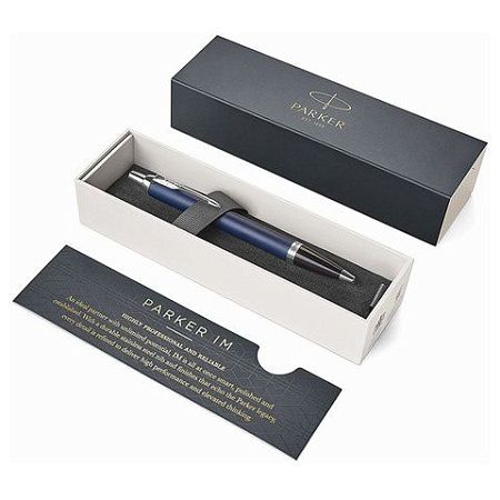 Ручка шариковая PARKER "IM Core Matte Blue CT", корпус темно-синий лак, хромированные детали, синяя, 1931668 
