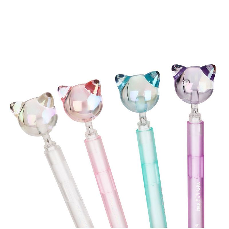 Карандаш механический MESHU "Cats", печать на корпусе, 0,7мм, софт-тач, ассорти, с топпером 