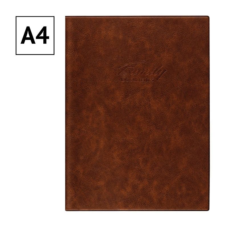 Папка для семейных документов А4, OfficeSpace, искусств. кожа, коричневая, инд. упаковка, ШК 