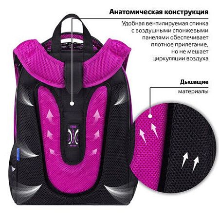 Ранец BRAUBERG SHINY, 2 отделения, с брелоком, "Magic cat", 38х28х14 см, 271381 