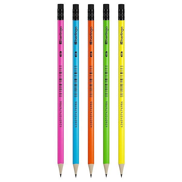 Карандаш ч/г Berlingo "Triangle flash" HB, трехгранный, c ластиком, заточен.