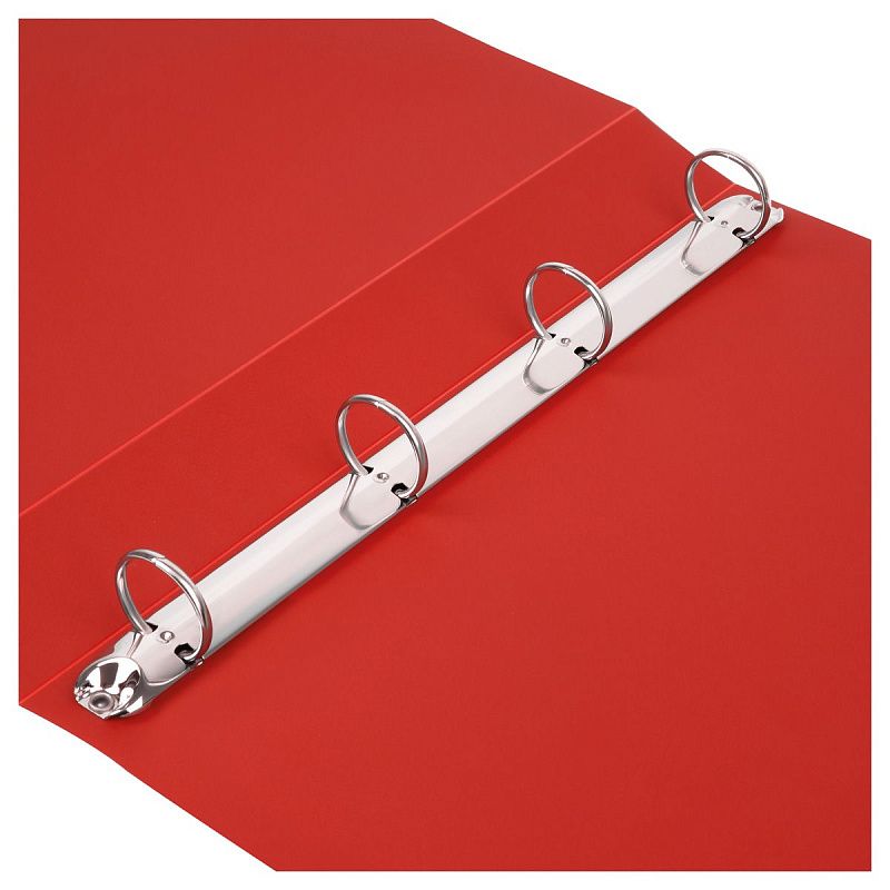 Папка на 4 кольцах СТАММ А4, 40мм, 500мкм, пластик, красная 