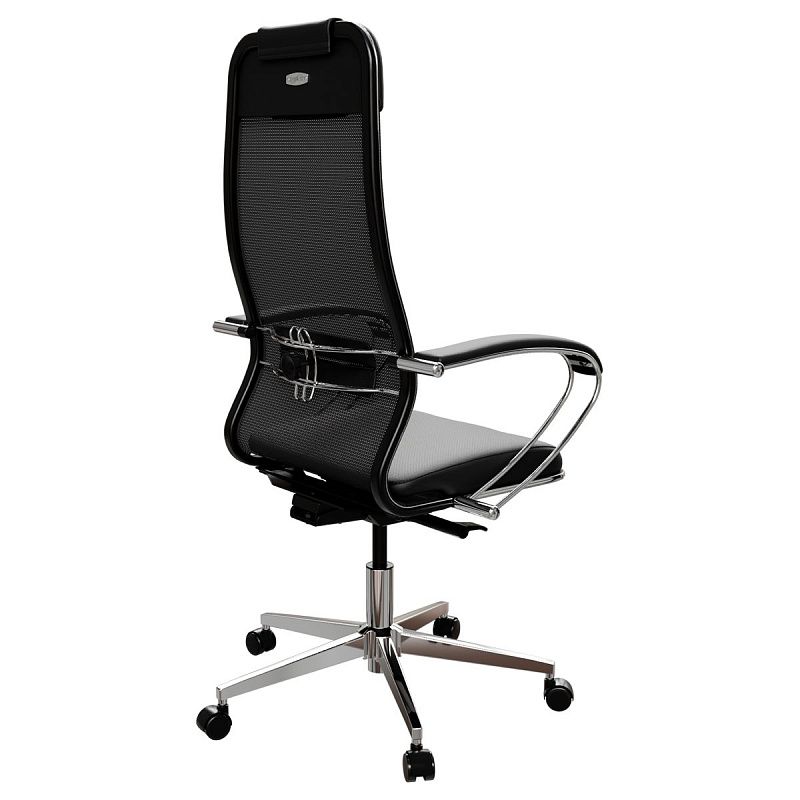 Кресло руководителя Метта "ErgoLife" Comfort, сетка/экокожа черная, синхромеханизм качания, мультиблок, z1F6.16.1.543