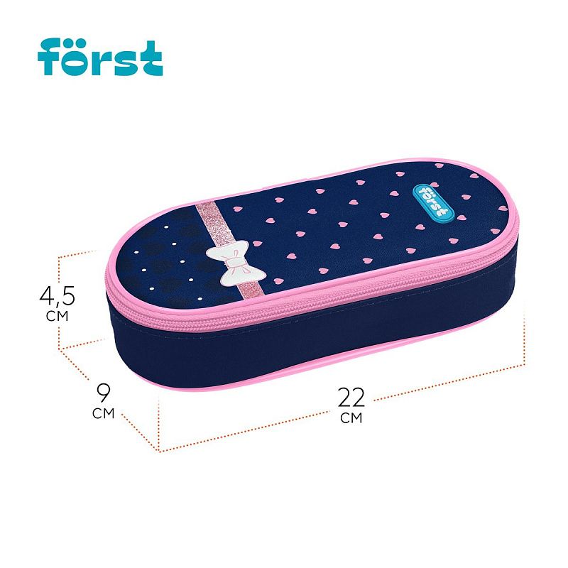 Пенал корпусный 1 отделение, 220*90*45 Först "Sweet hearts", полиэстер 