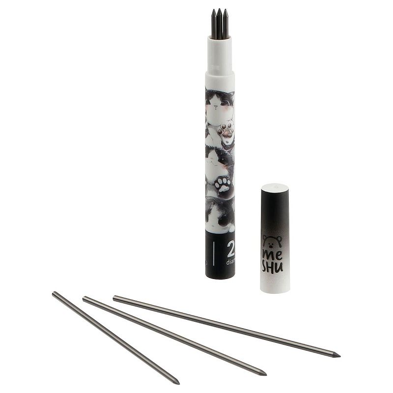 Грифели для механических карандашей MESHU, 6шт., 2,0мм, HB