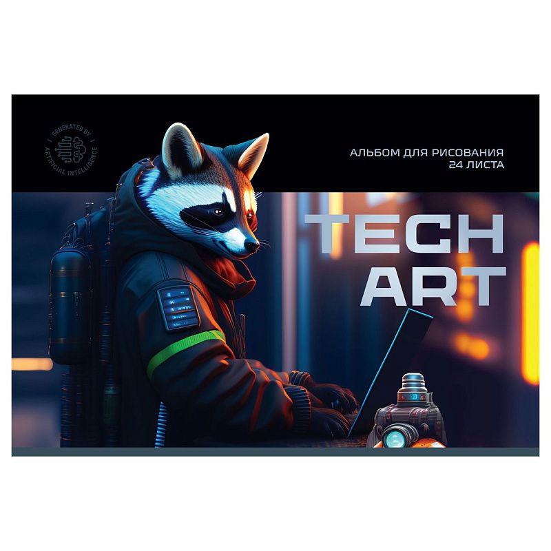 Альбом для рисования 24л., А4, на скрепке BG "TechArt"