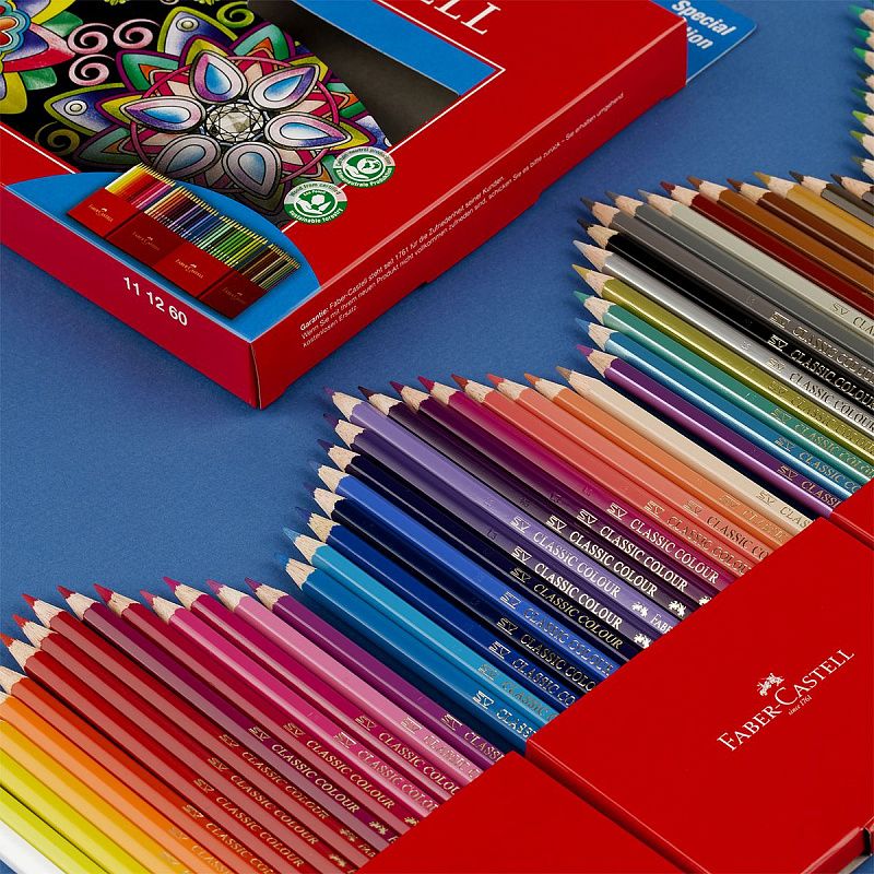 Карандаши цветные Faber-Castell, 60цв., заточен., картон. подставка, европодвес