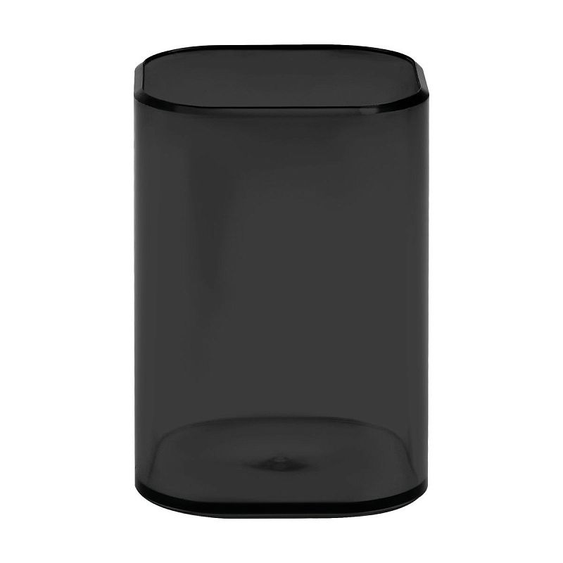 Подставка-стакан СТАММ "Фаворит", пластиковая, квадратная, тонированная черная