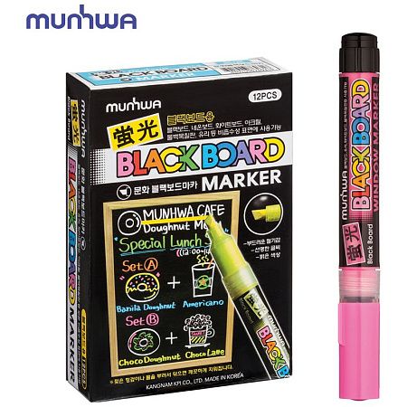 Маркер меловой MunHwa "Black Board Marker" розовый, 3мм, водная основа 