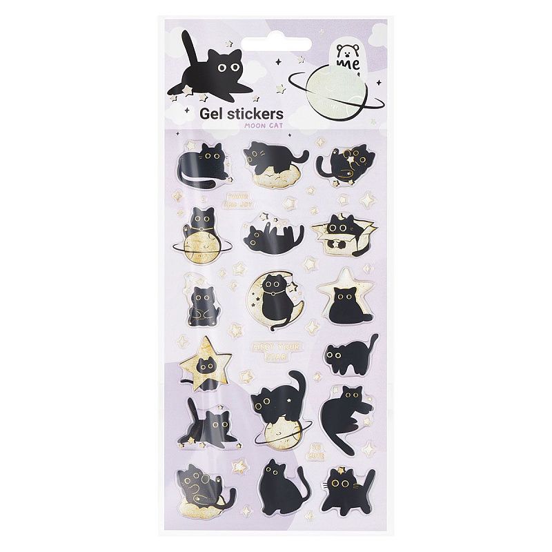 Наклейки гелевые MESHU  "Moon Cat" , 10*23см, инд. уп., европодвес